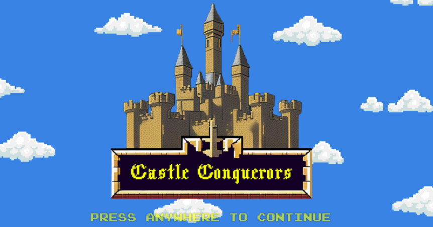 Screenshot aus dem Spiel Castle Conqueror: Eine Burg vor blauem Himmel mit Wolken